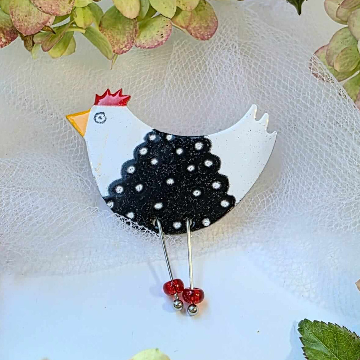 Brooch Black Chicken