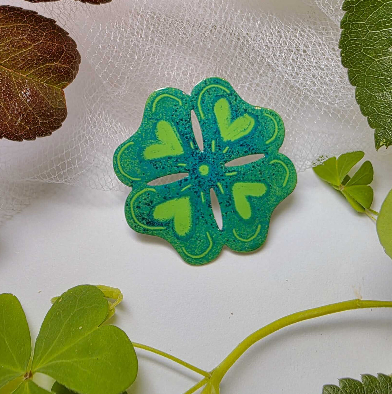 Four-leaf Clover Brooch for Luck