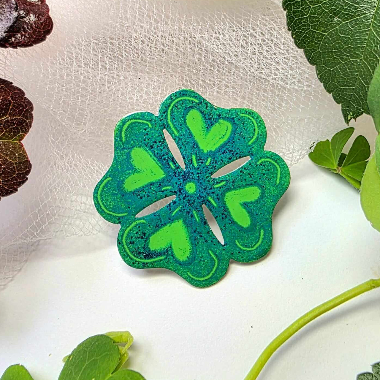 Four-leaf Clover Brooch for Luck