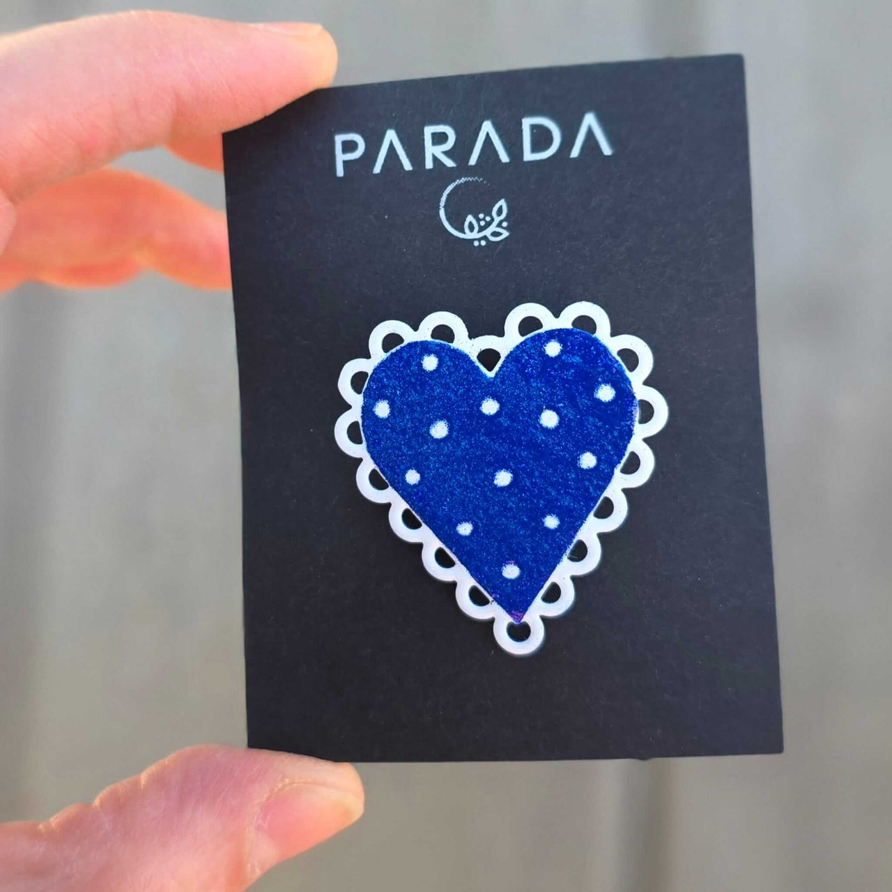 Heart Brooch with Polka Dots