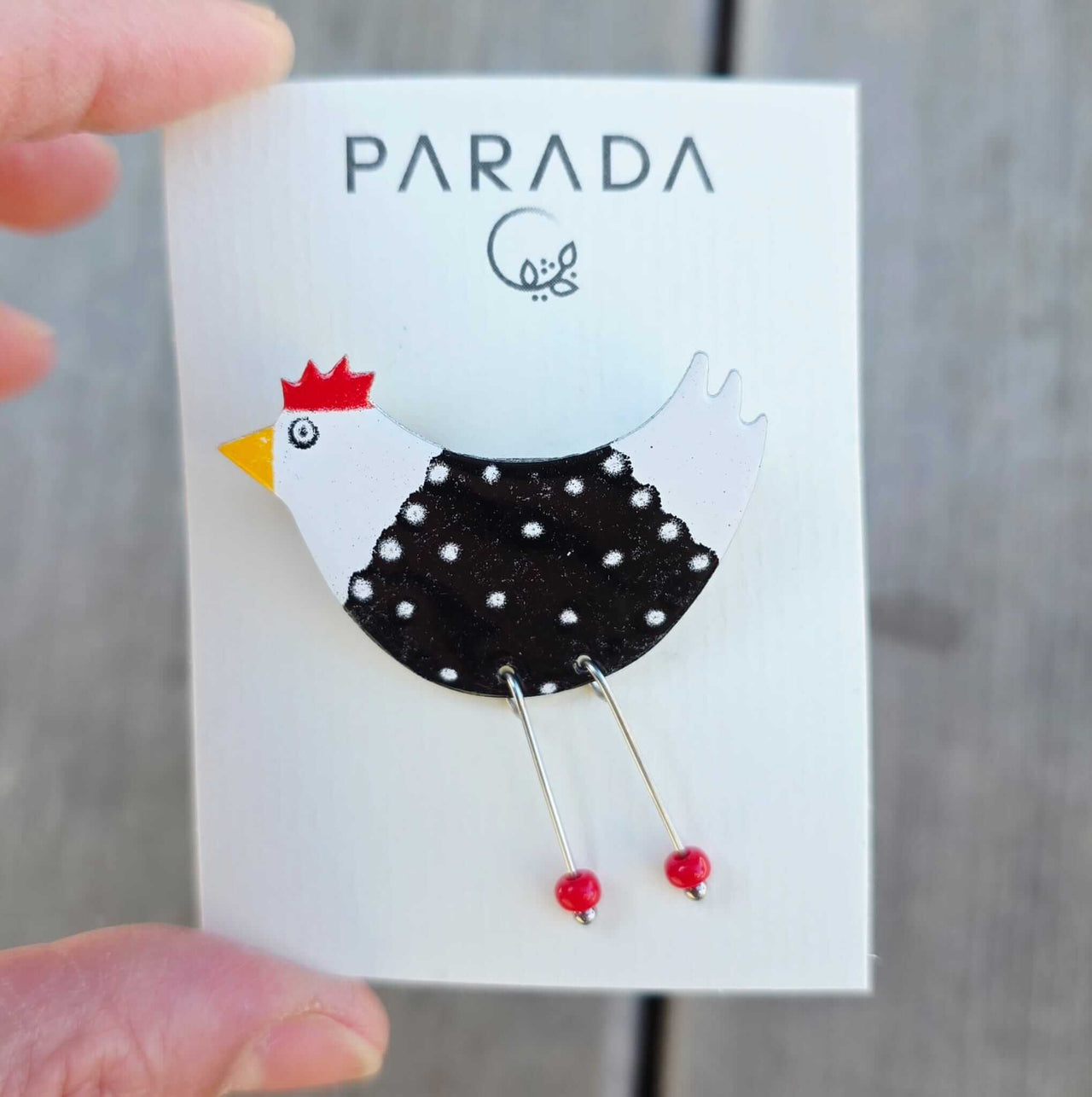 Brooch Black Chicken