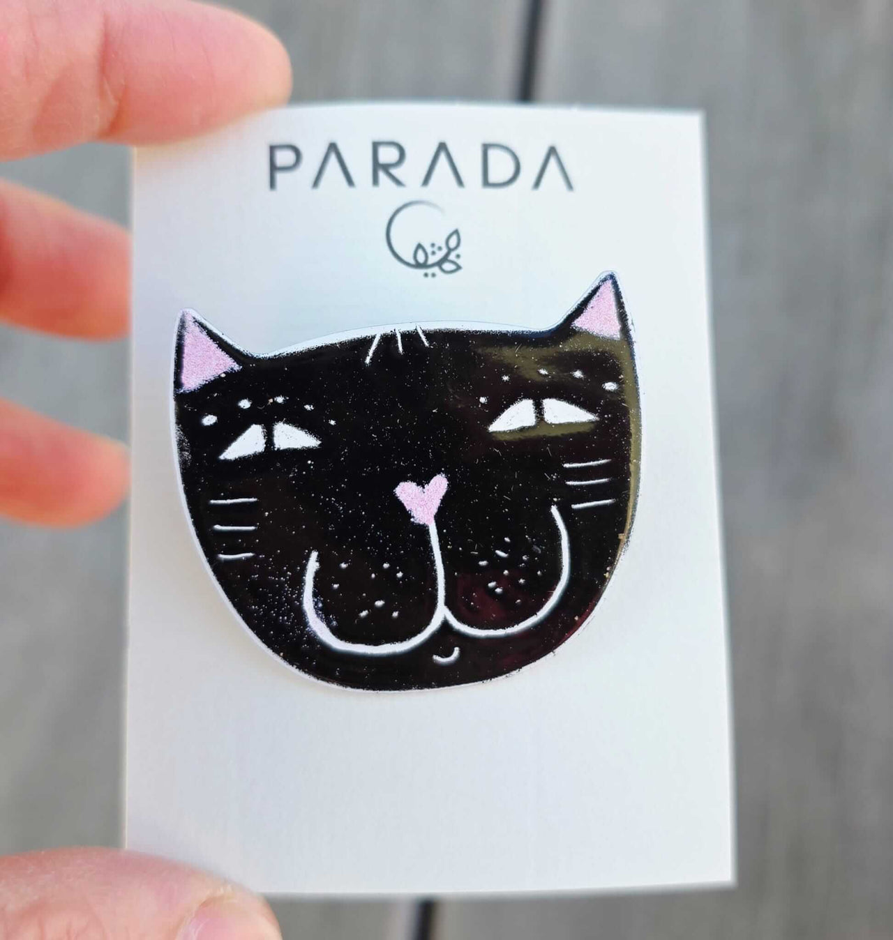 Black Cat Head Brooch