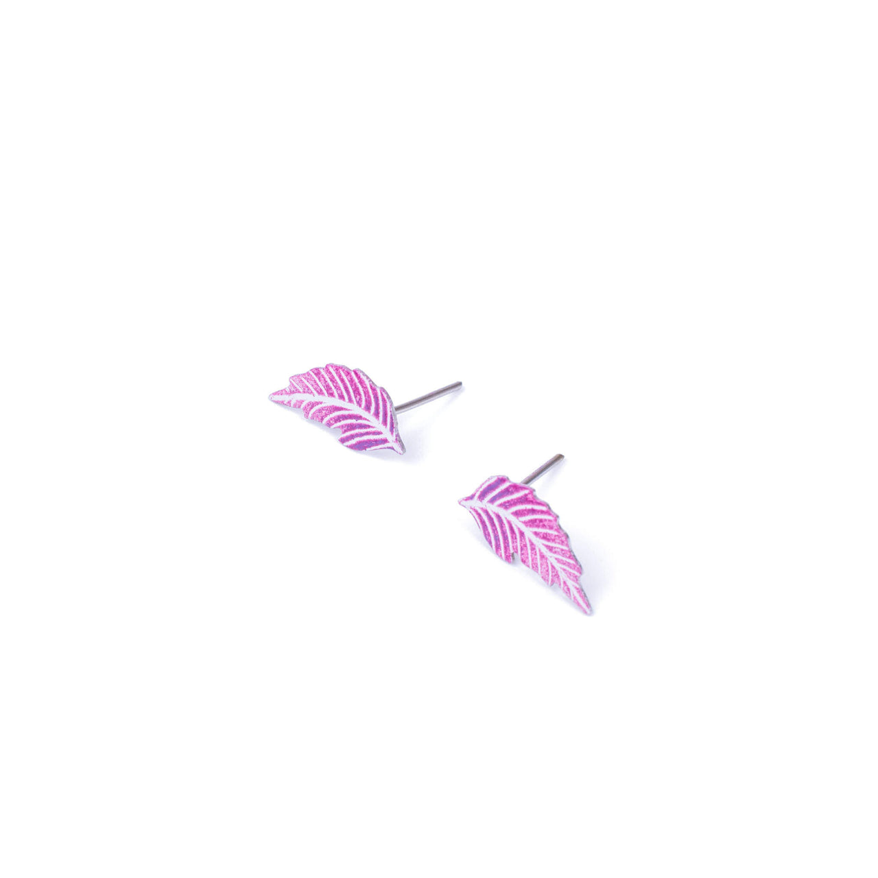 Pink Feather Stud Earrings