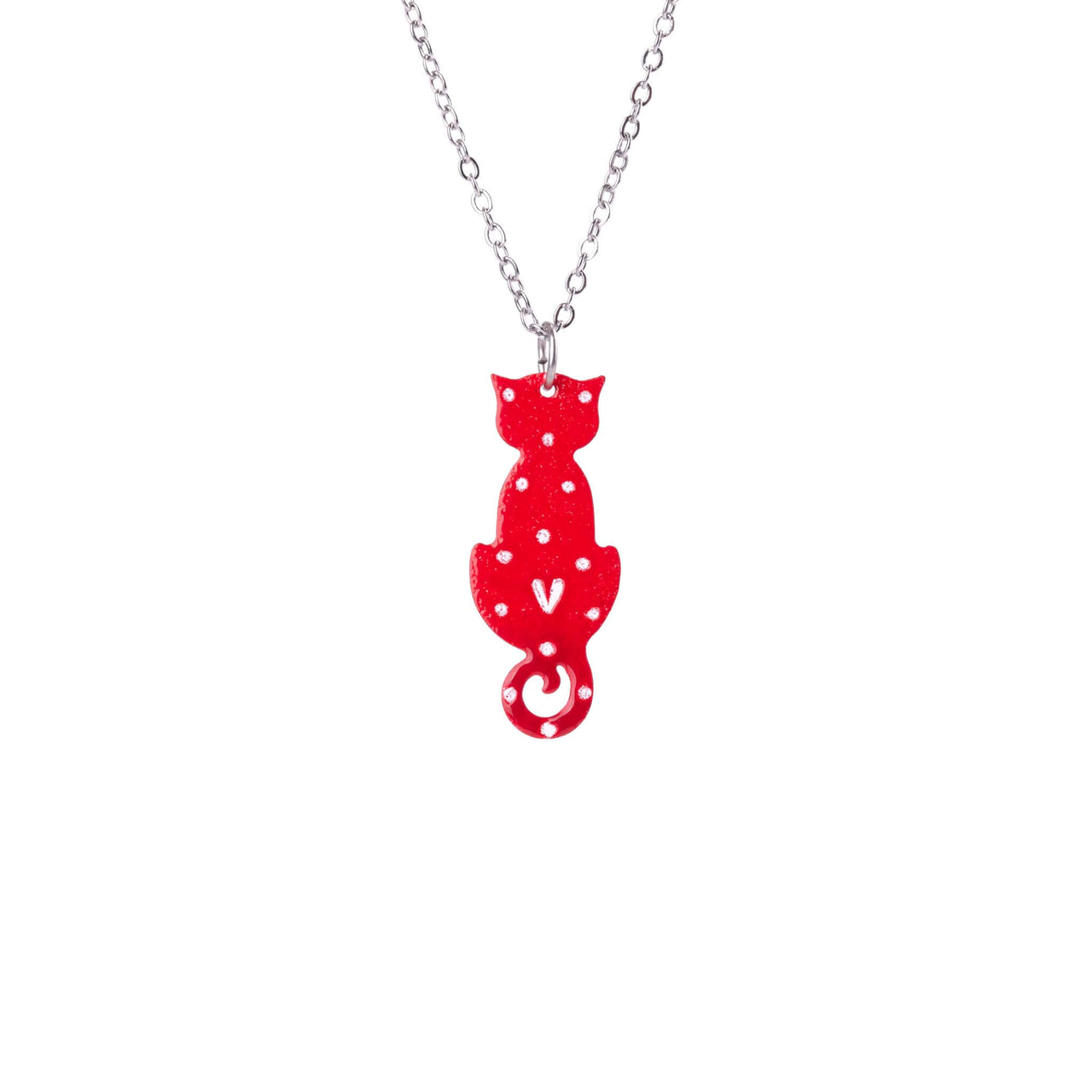 Sitting Red Cat Necklace