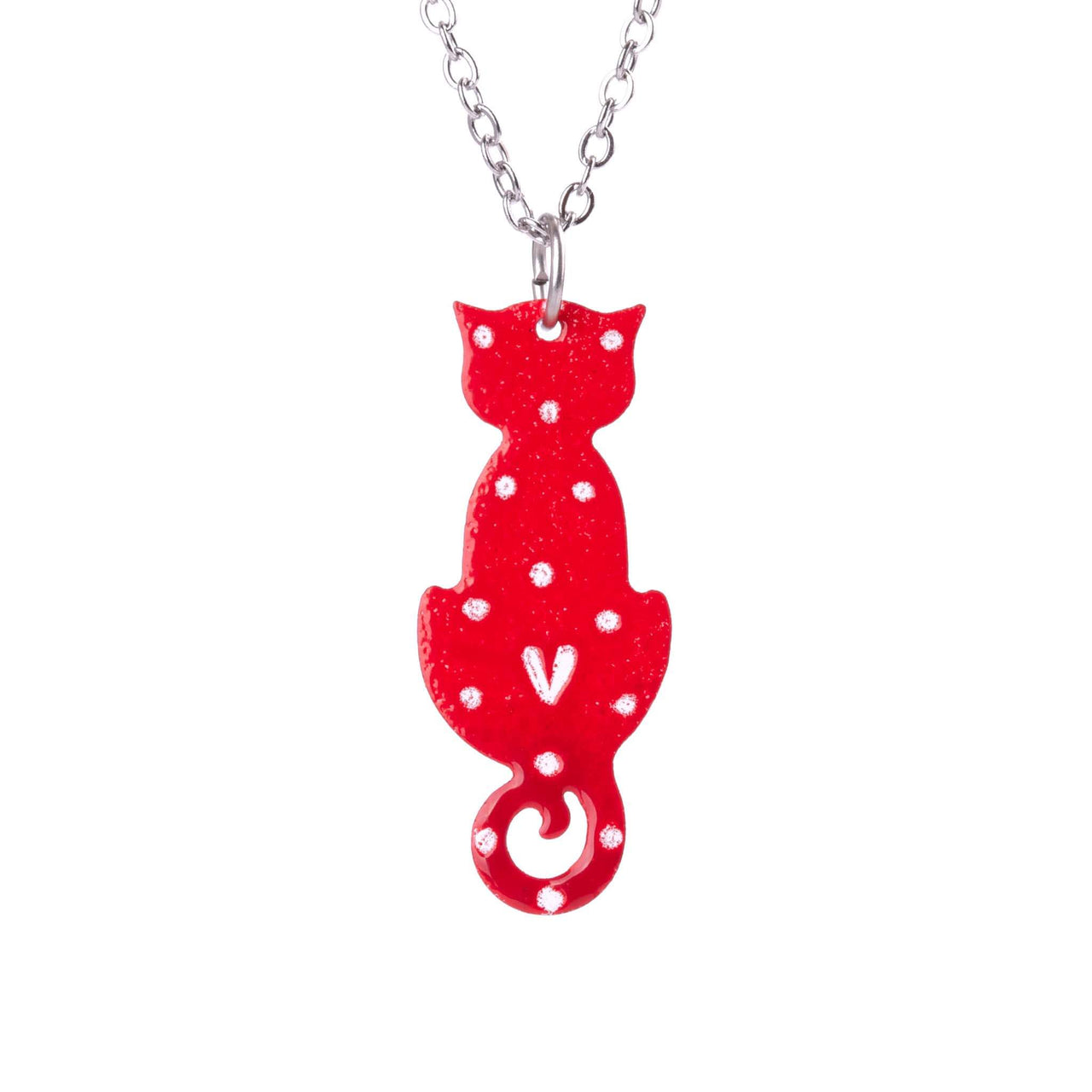 Sitting Red Cat Necklace