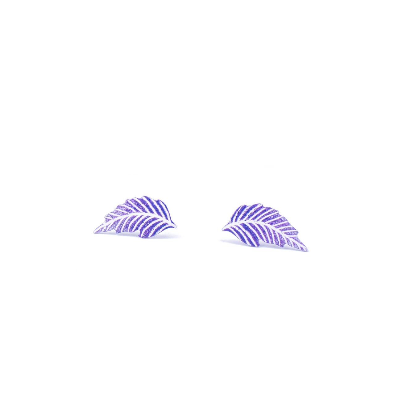 Purple Feather Stud Earrings
