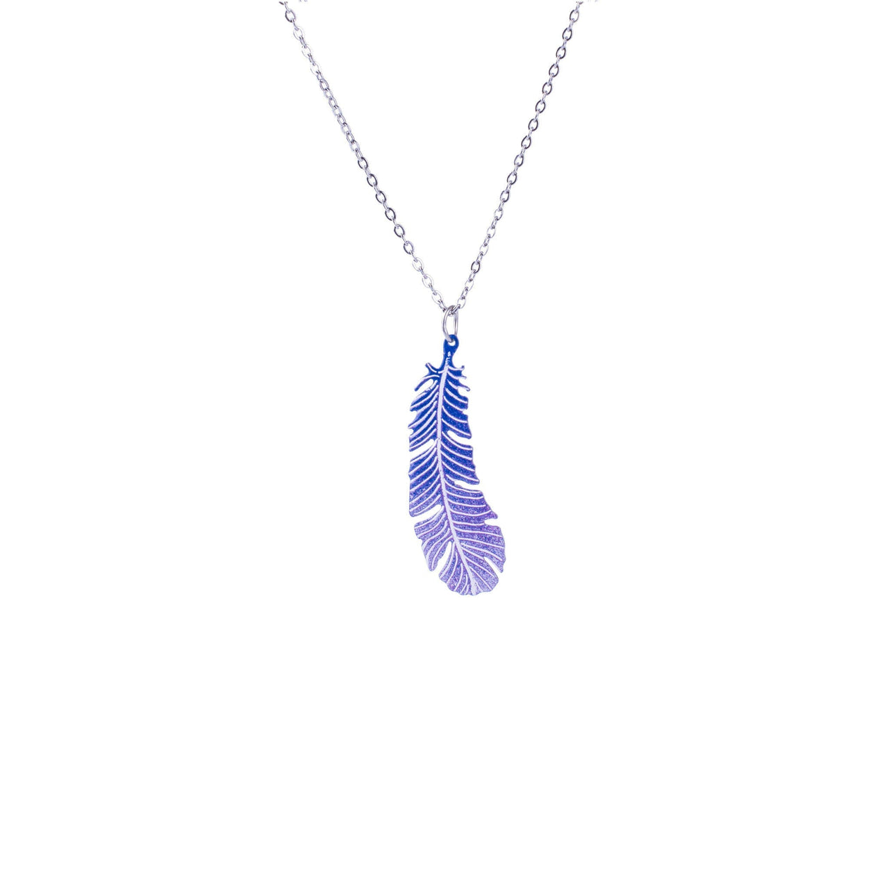Purple Enamel Feather Necklace