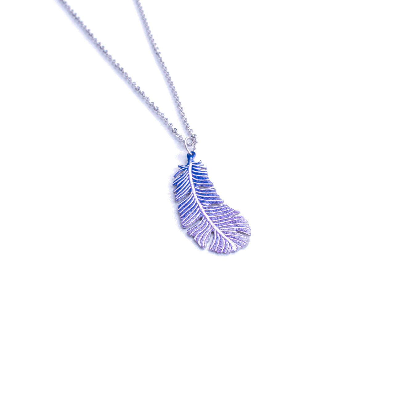 Purple Enamel Feather Necklace