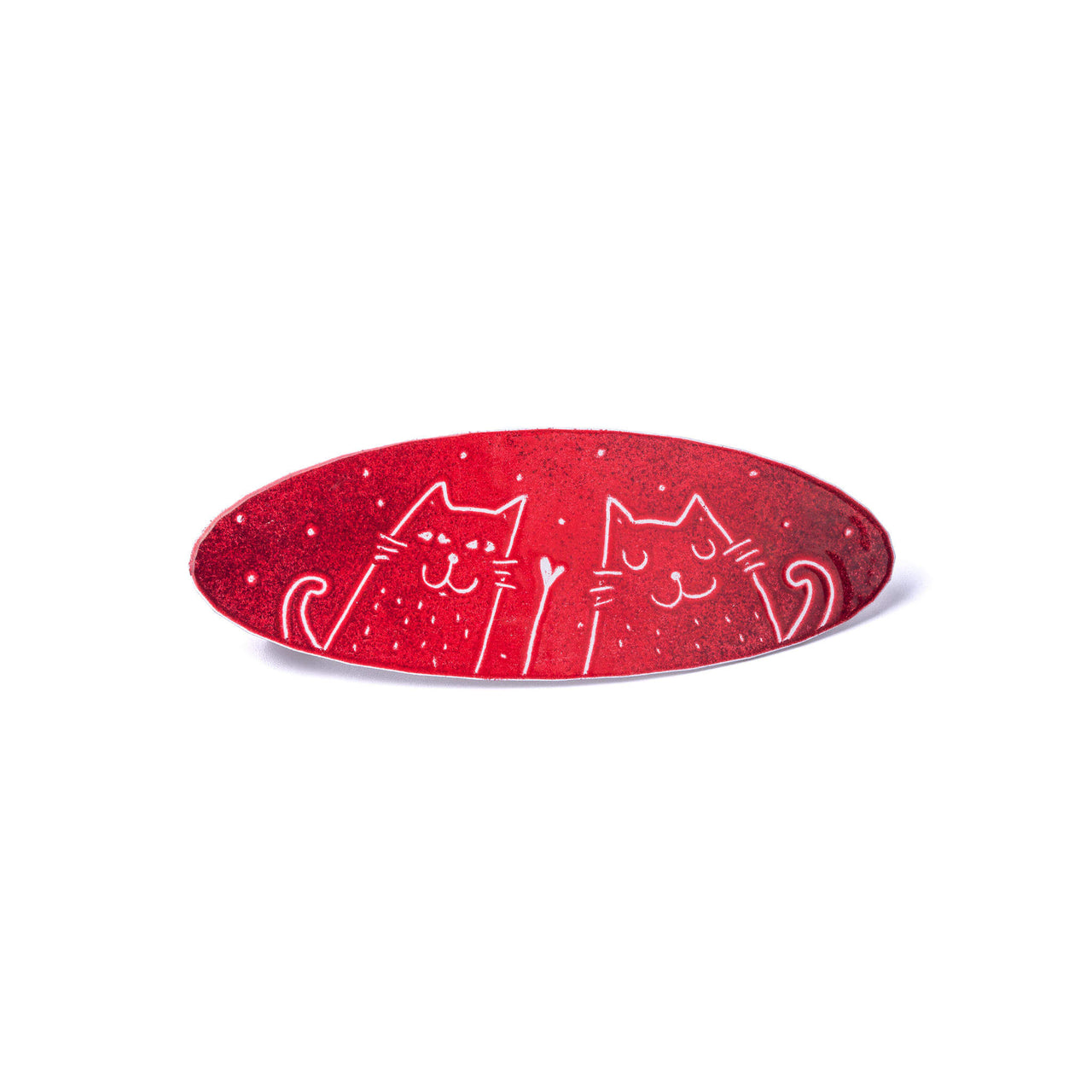Two Cats Red Hair Barrette