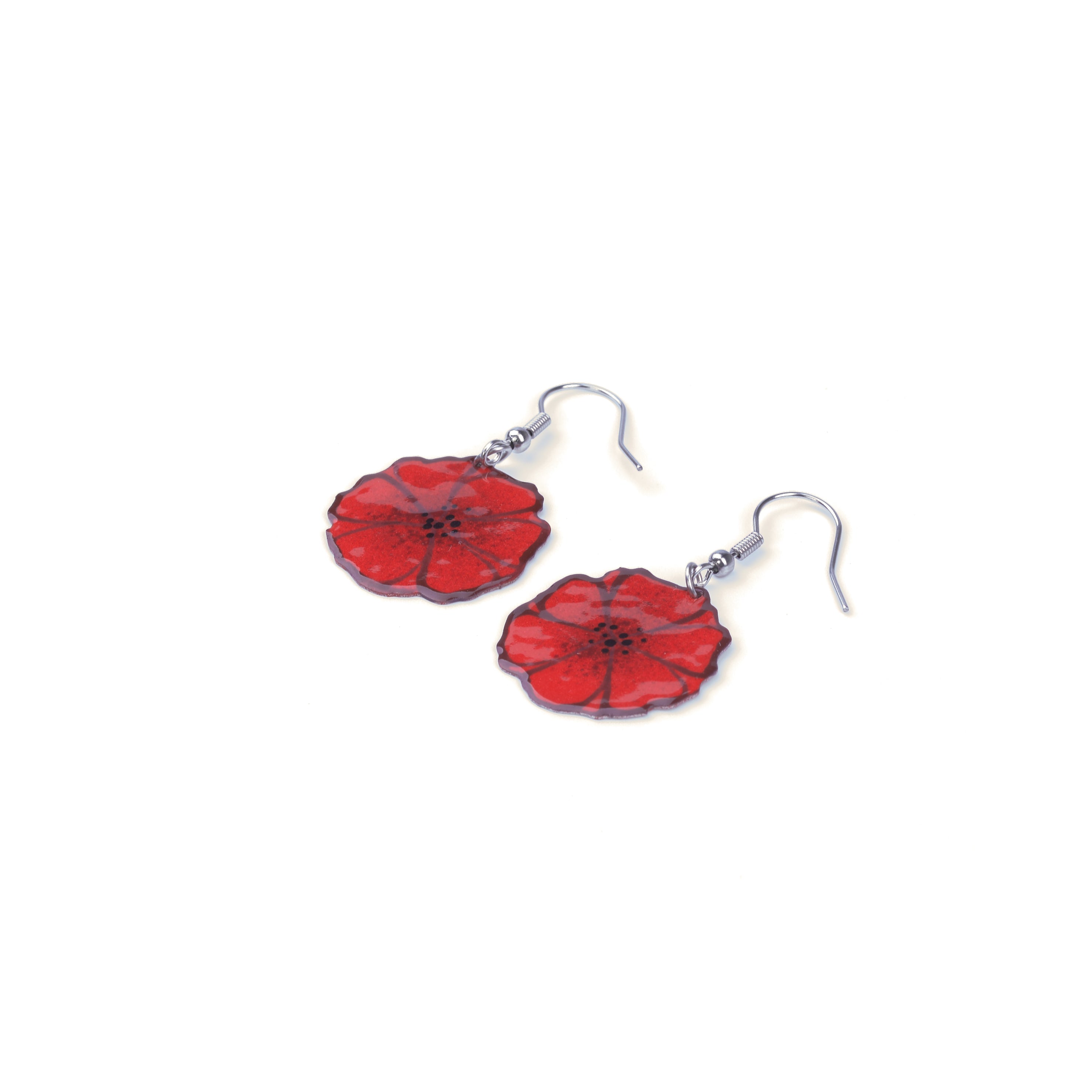 EARRINGS POPPIES with top good - by Bellmore Arts