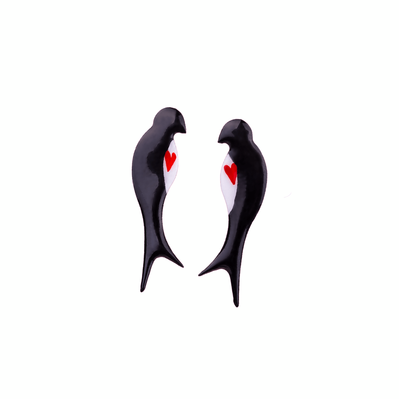 Black and White Swallow Earrings