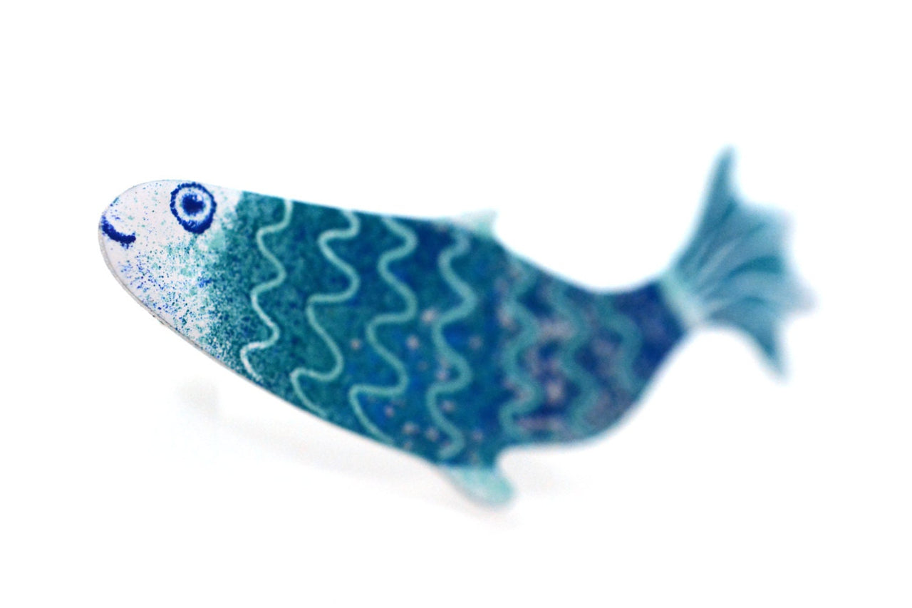 Blue Fish Brooch