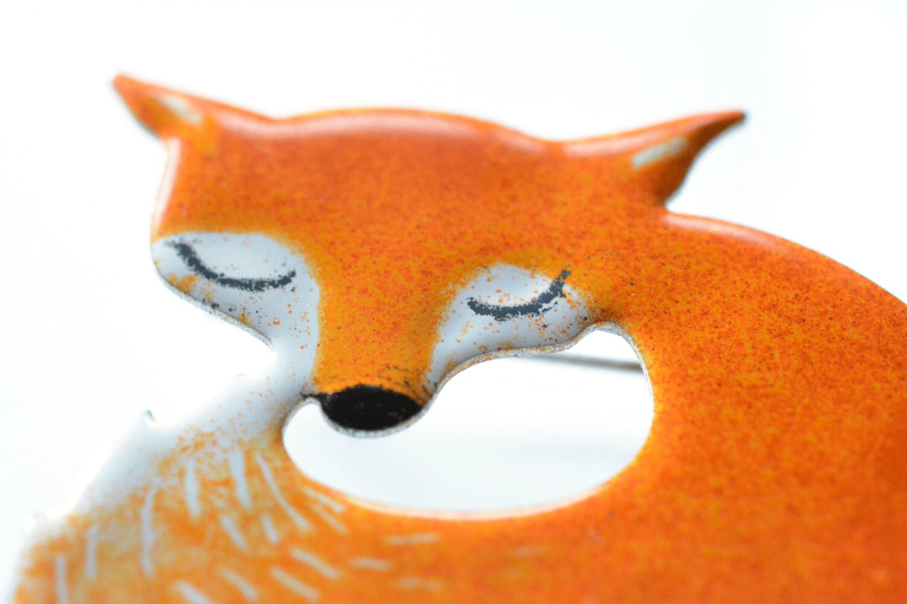 Orange Fox Brooch