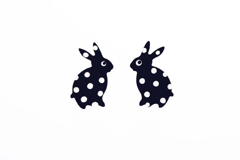 Retro Black Bunny Earrings