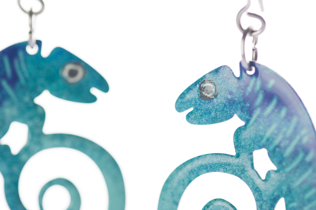 Blue Chameleon Earrings