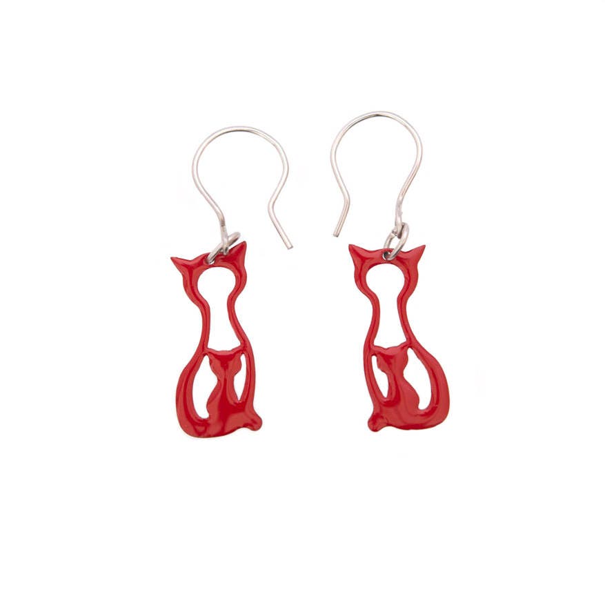 Red Cat and Baby Kitten Earrings