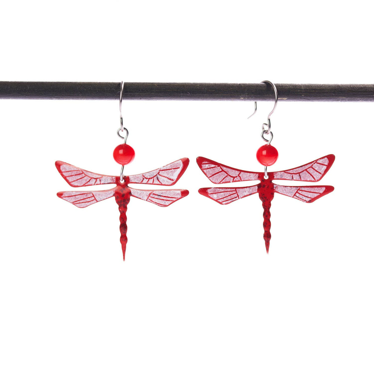 Quirky Red Dragonfly Earrings