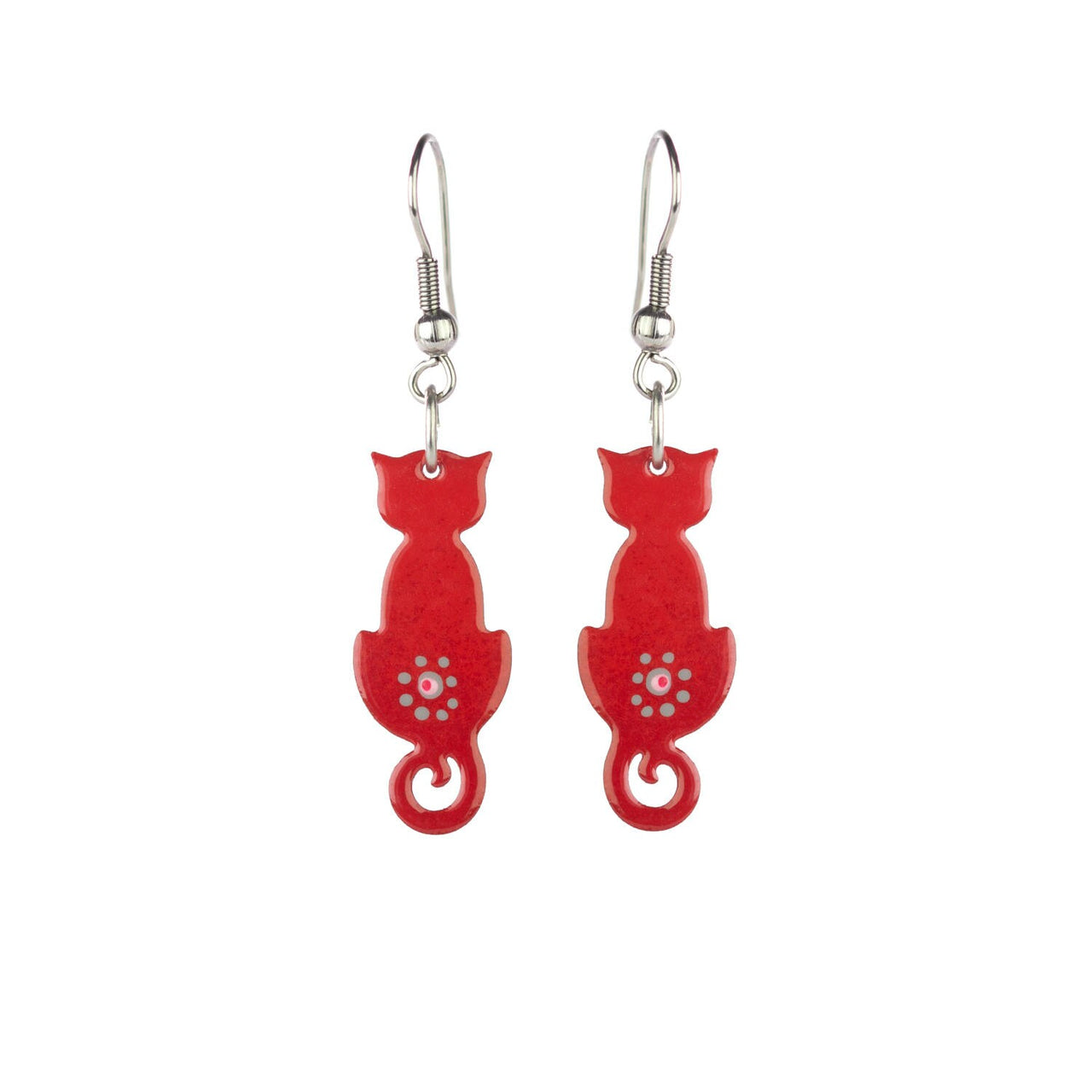 Quirky Red Cat Earrings