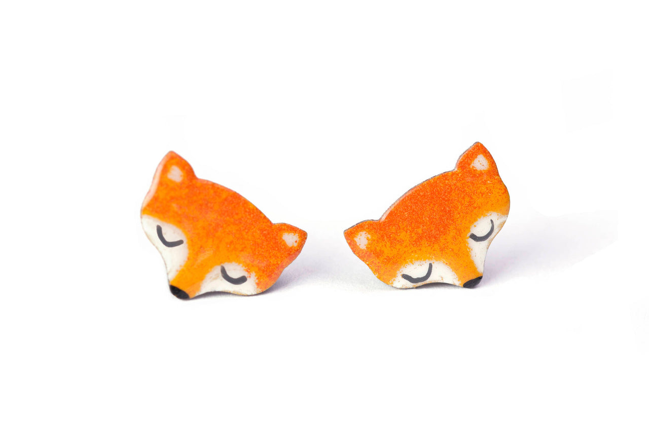 Little Fox Head Stud Earrings