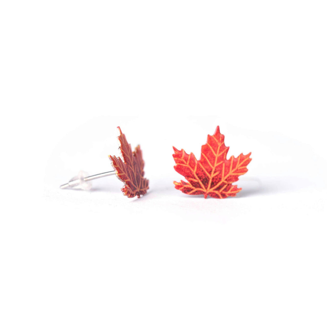 Artisan Maple Leaf Stud Earrings