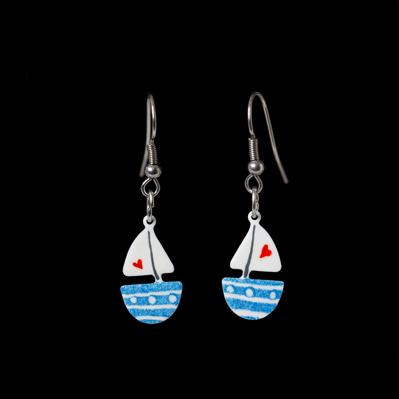 Blue Boat Earrings