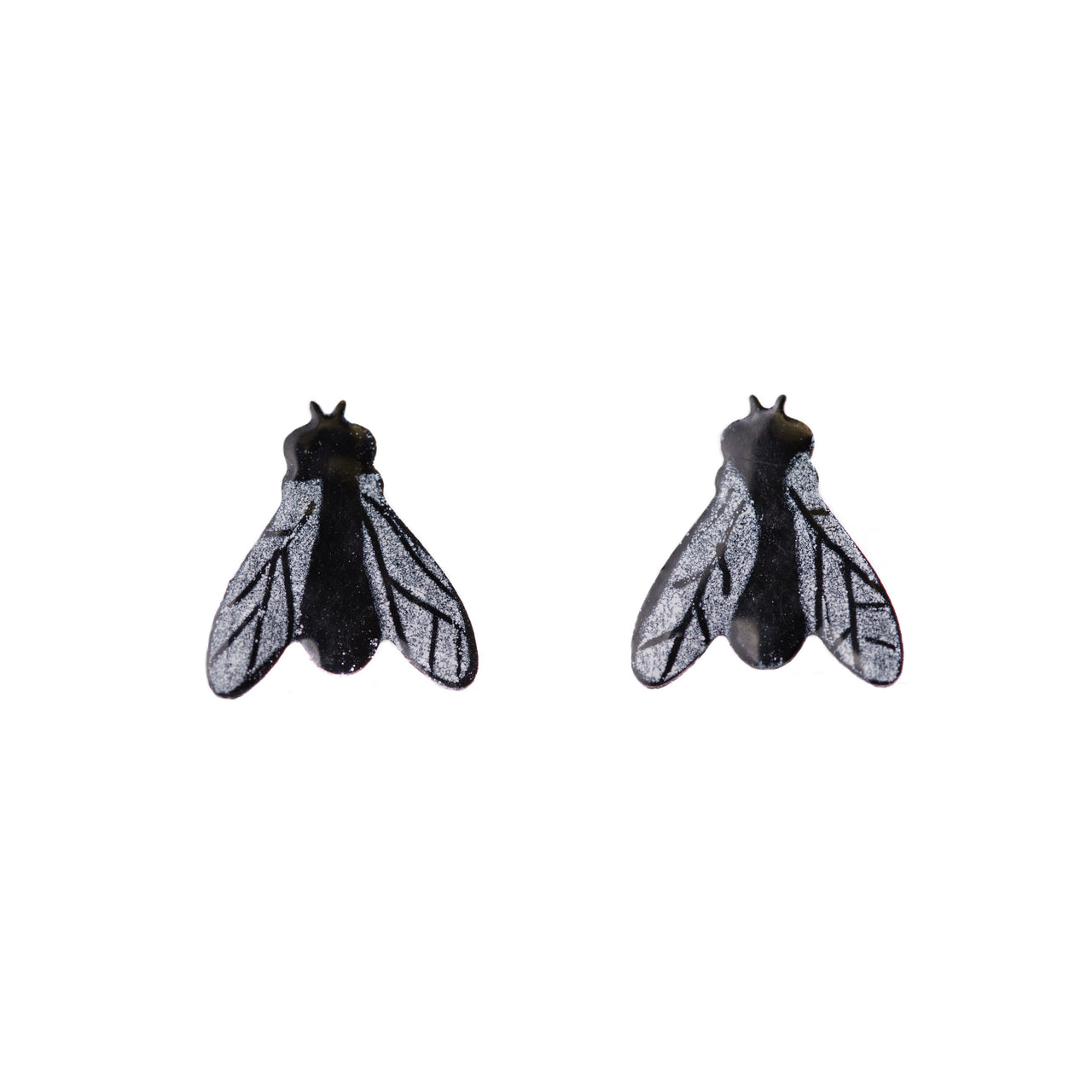Black and white fly earrings