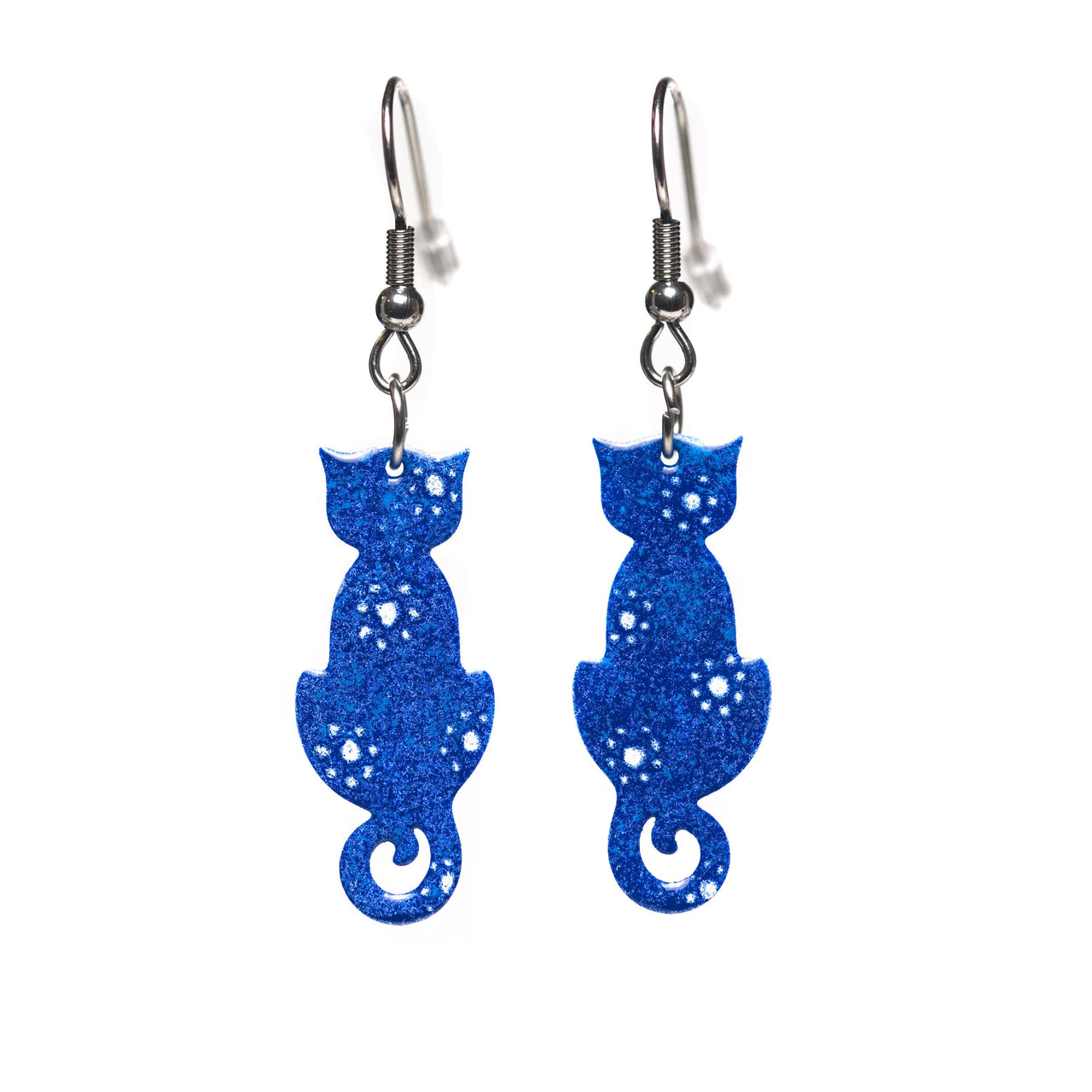 Navy Blue Cat Earrings