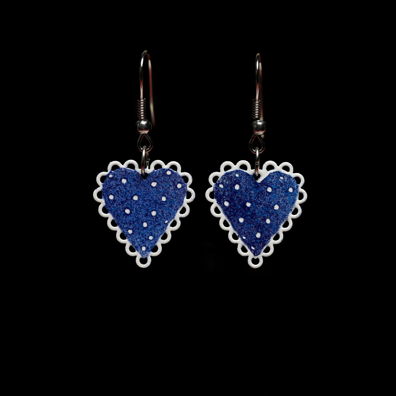 Heart Earrings with Polka Dots