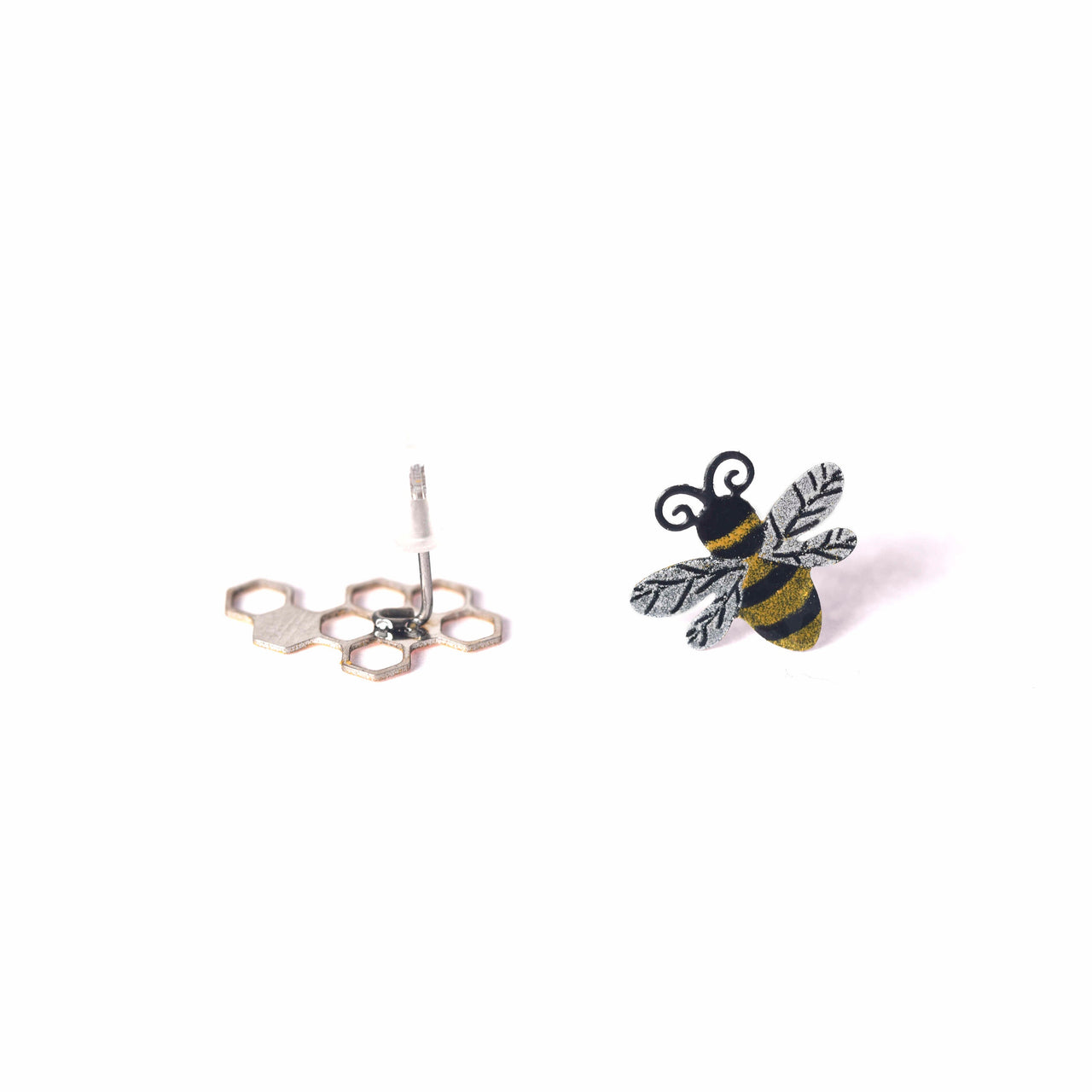 Bee and Honeycomb Mismatched Studs