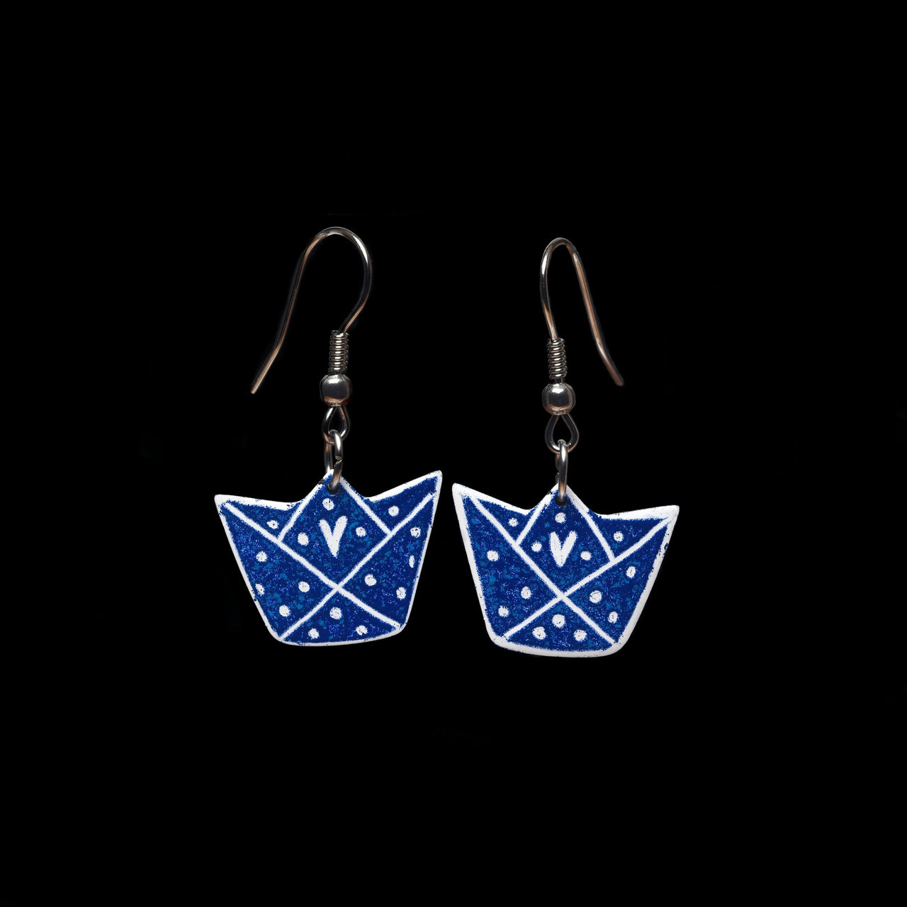 Blue Boat Origami Earrings