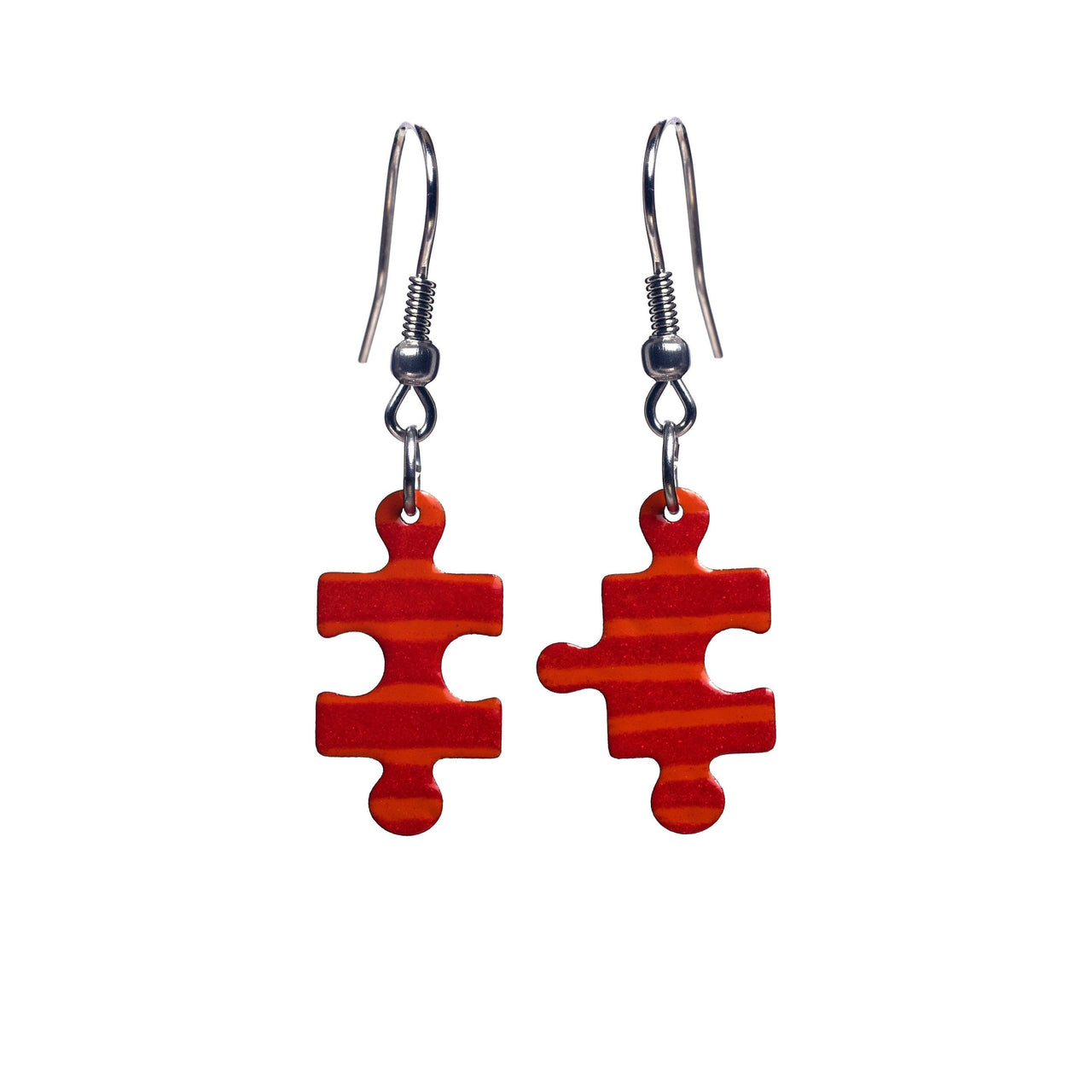 Red Jigsaw Puzzle Earrings