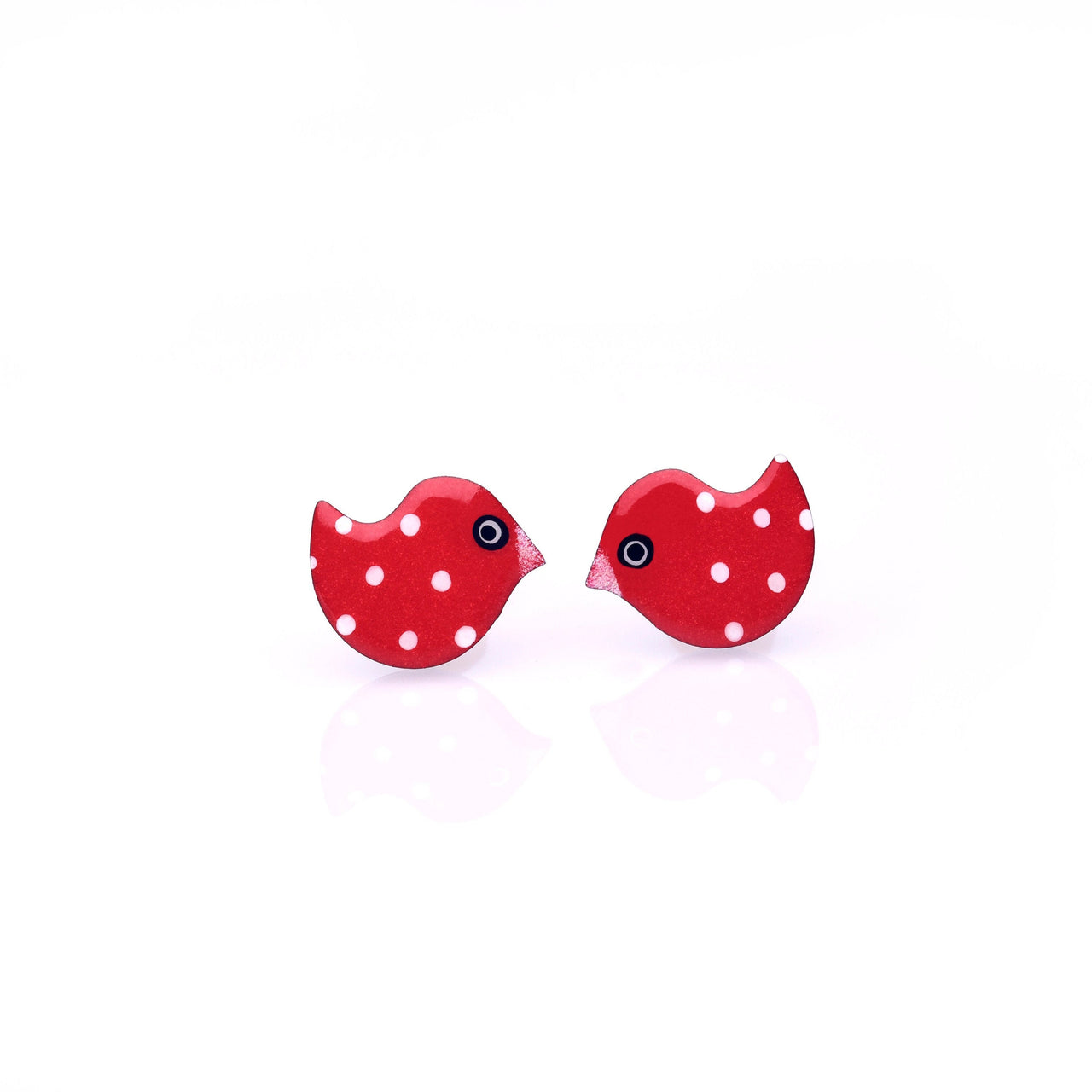 Polka Dot Red Chicks Stud Earrings