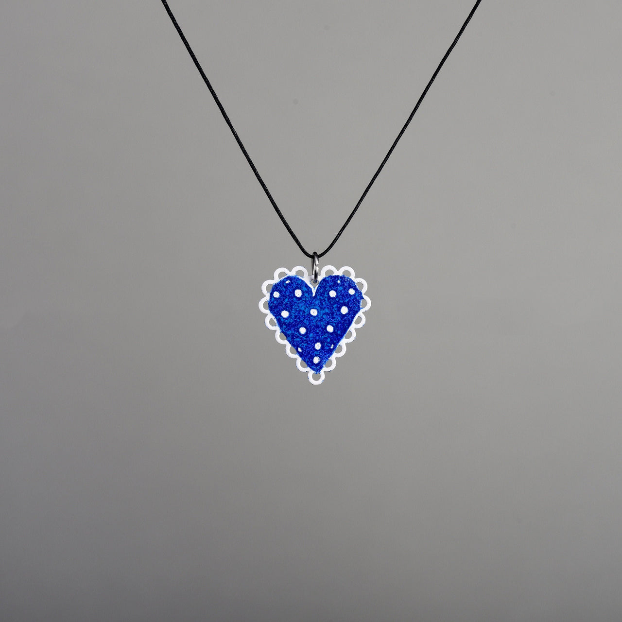 Blue Heart with Polka Dots Pendant