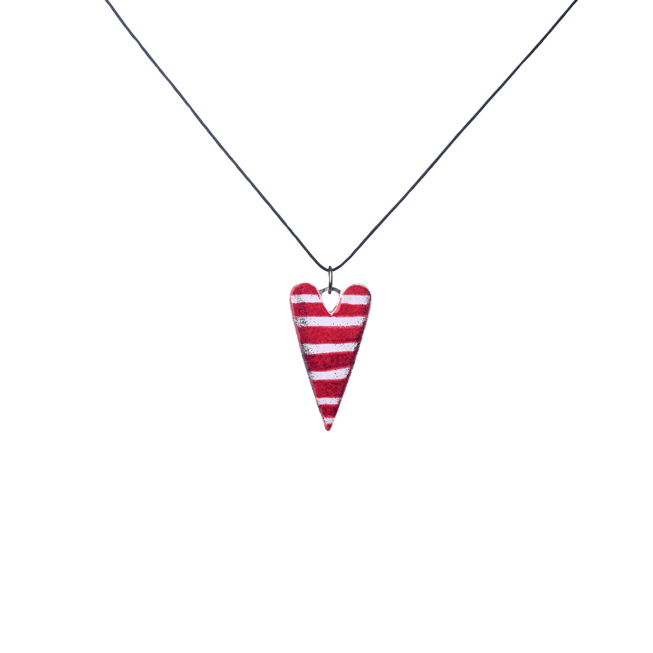 Red Heart Pendant with Stripes