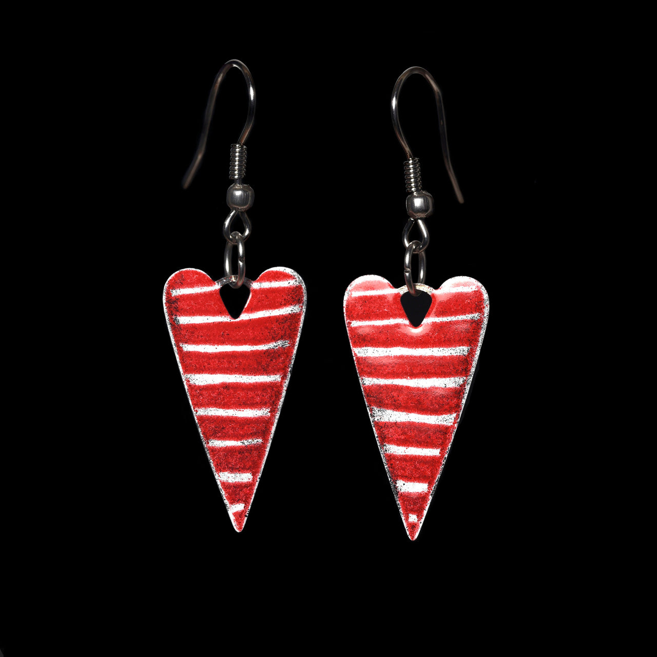 Red Heart Pendant with Stripes