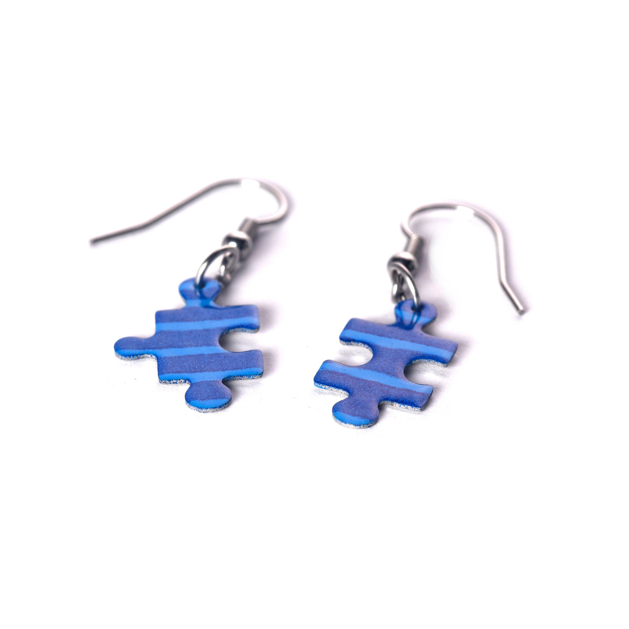 Blue Jigsaw Puzzle Earrings