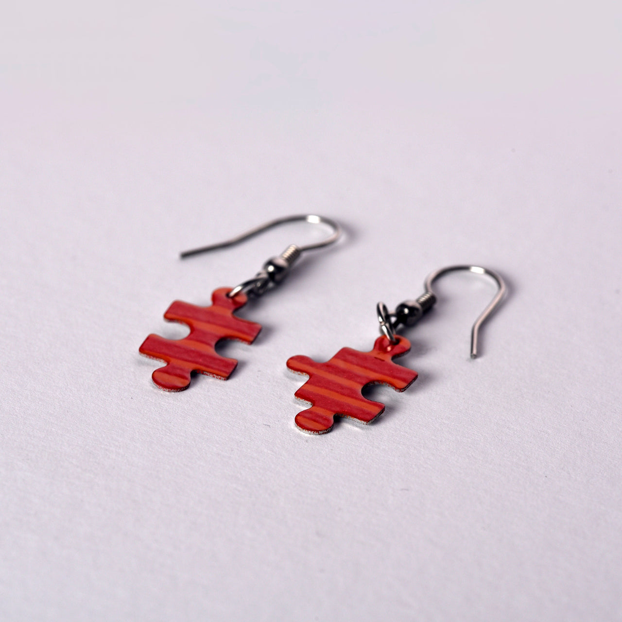 Red Jigsaw Puzzle Earrings