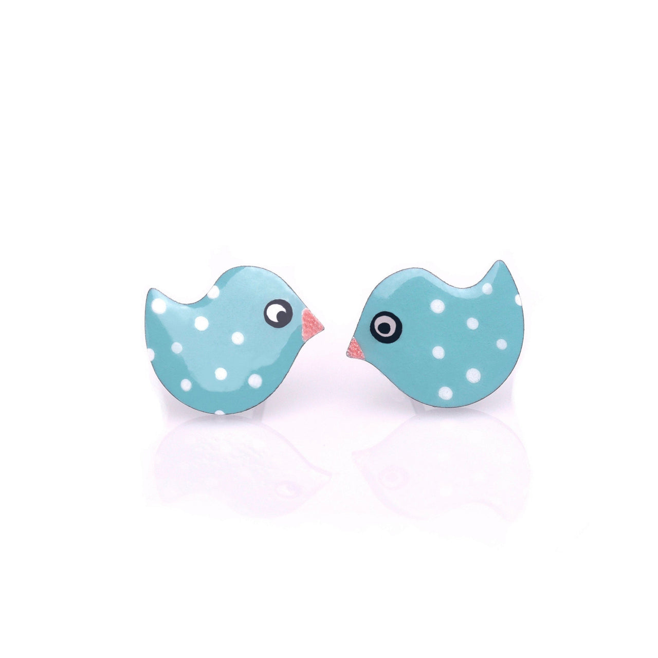 Retro Blue Bird Stud Earrings