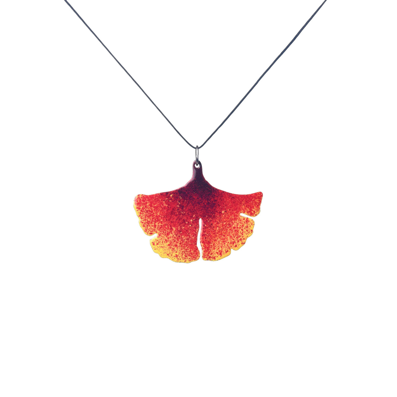 Red Ginkgo Leaf Pendant