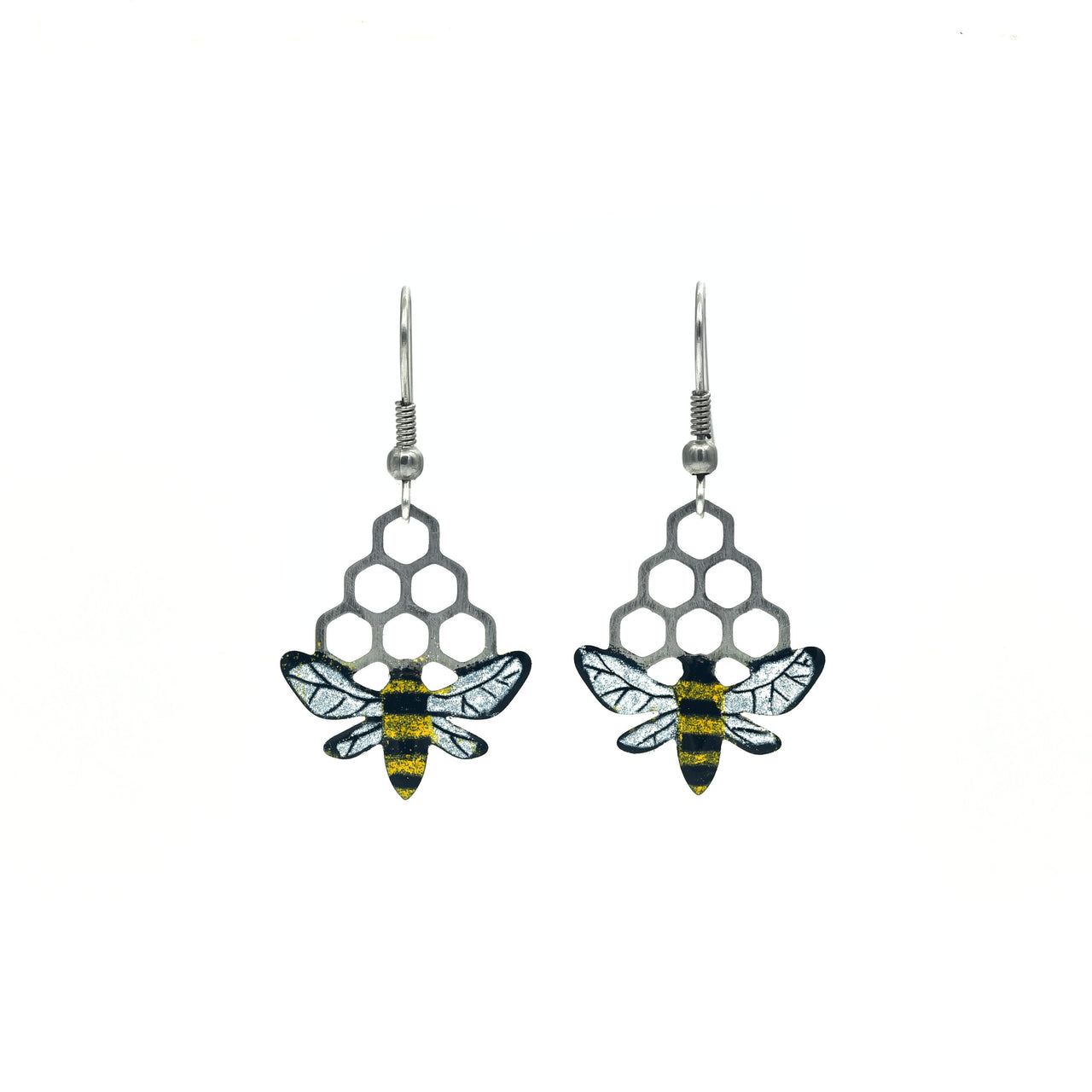 Bee and Honeycomb earrings