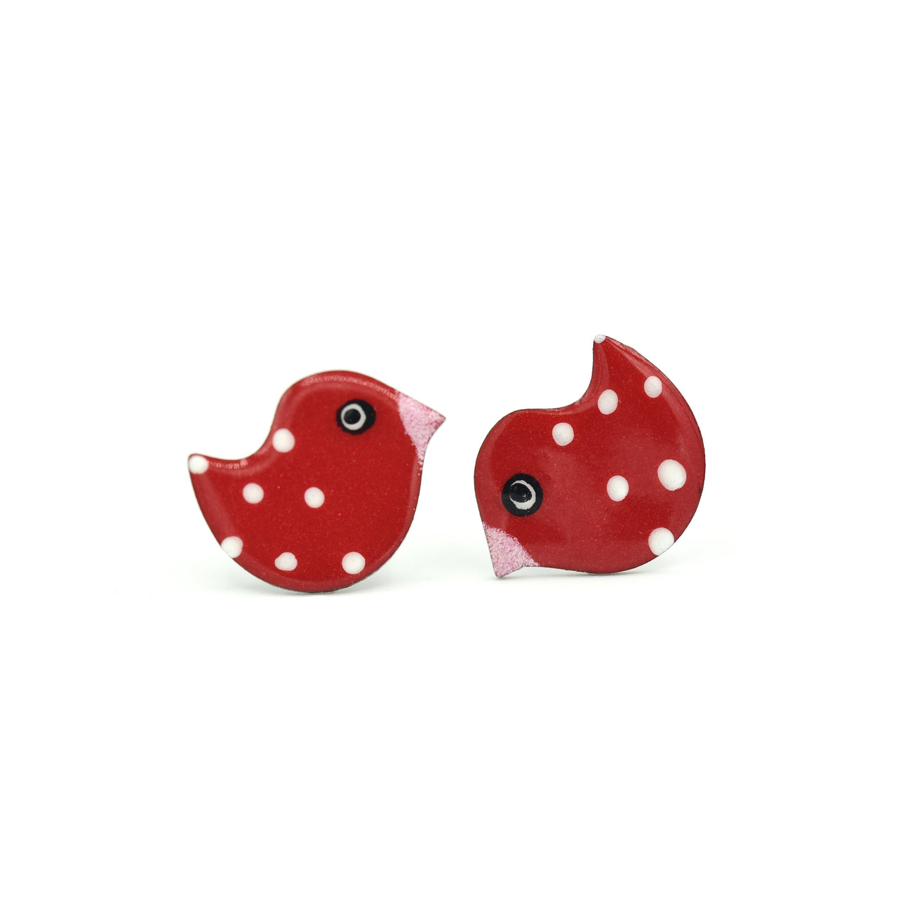 Polka Dot Red Chicks Stud Earrings
