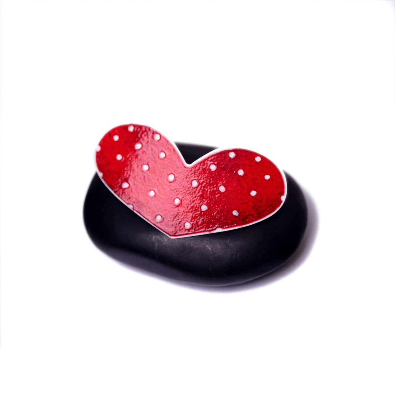 Red Heart with Polka Dots Hair Barrette