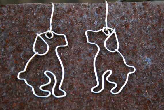 Wire-wrapped dog earrings