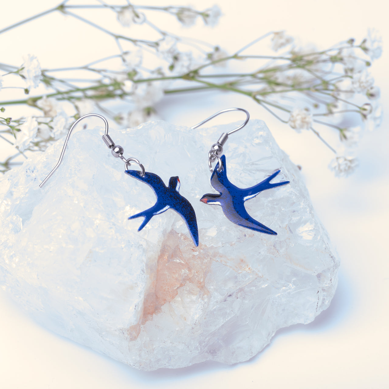 Elegant Dark Blue Swallow Earrings